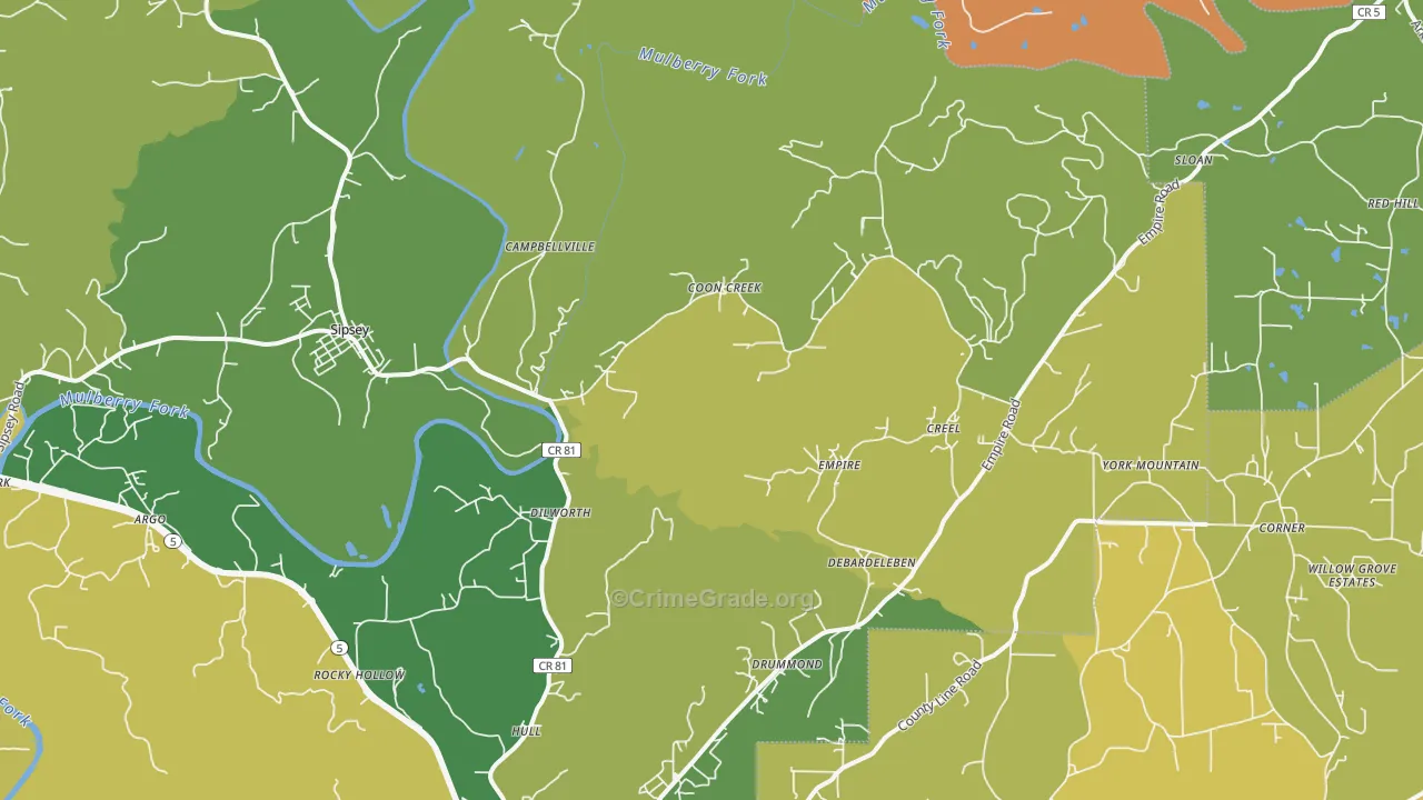 Empire, AL Map of Vehicle Theft Rates