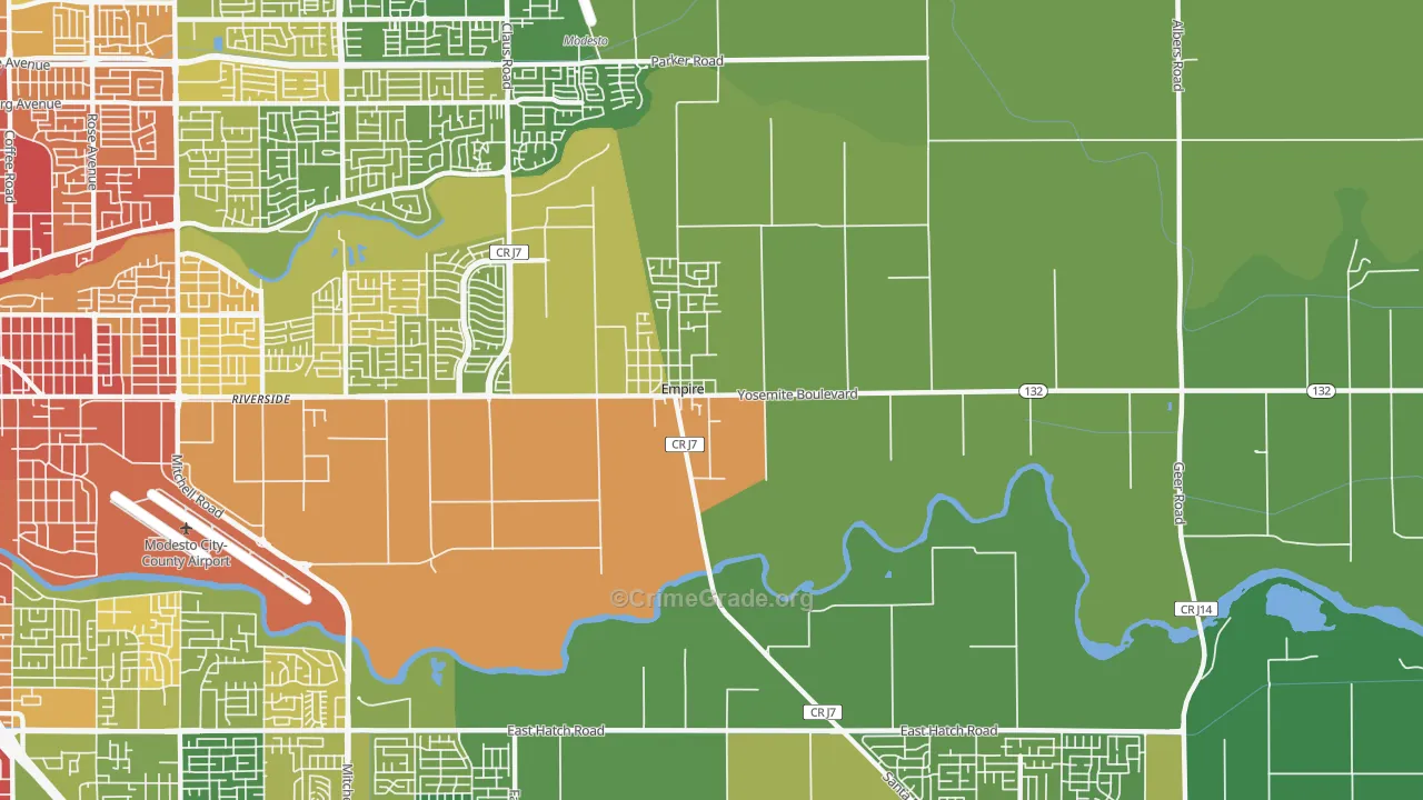 Empire, CA Map of Vehicle Theft Rates