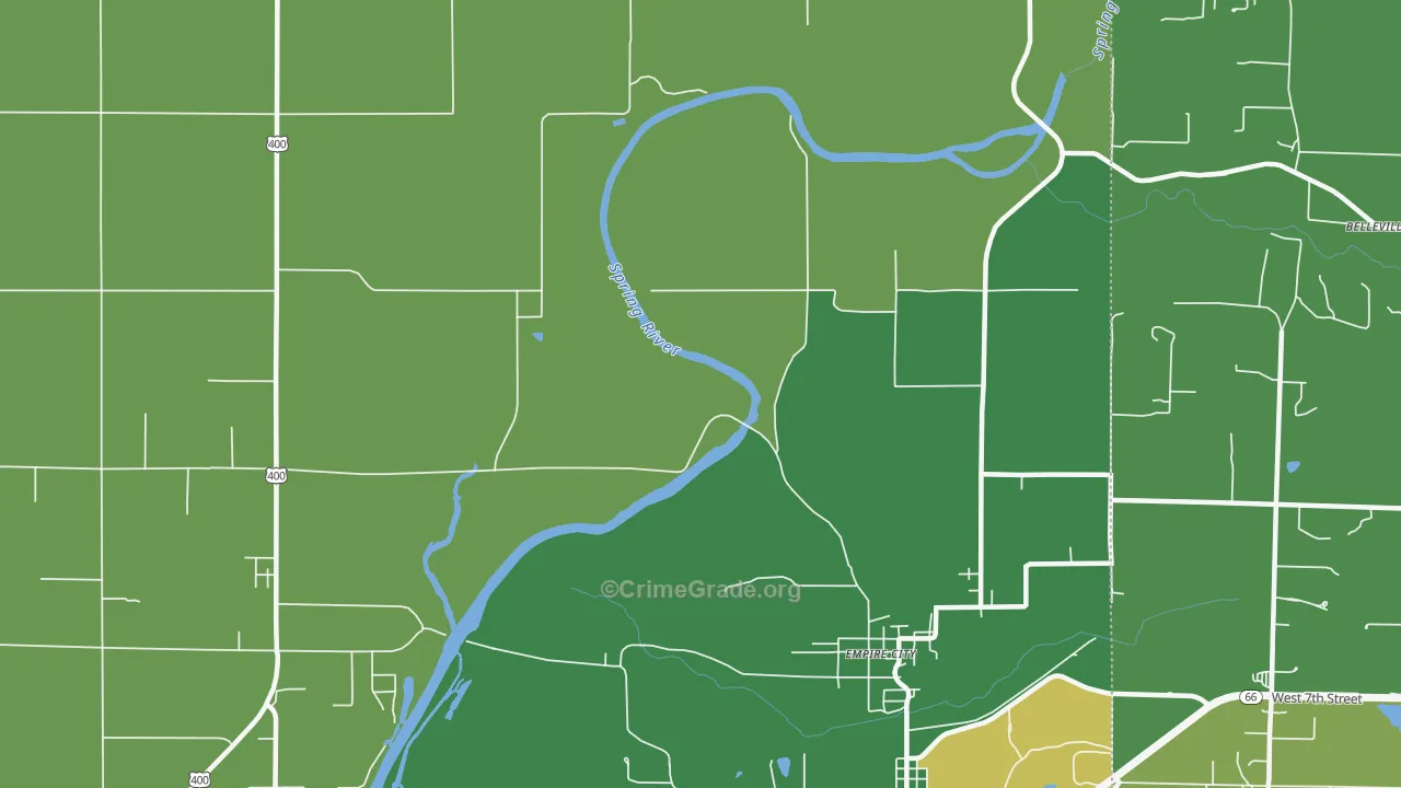 Empire City, KS Map of Vehicle Theft Rates