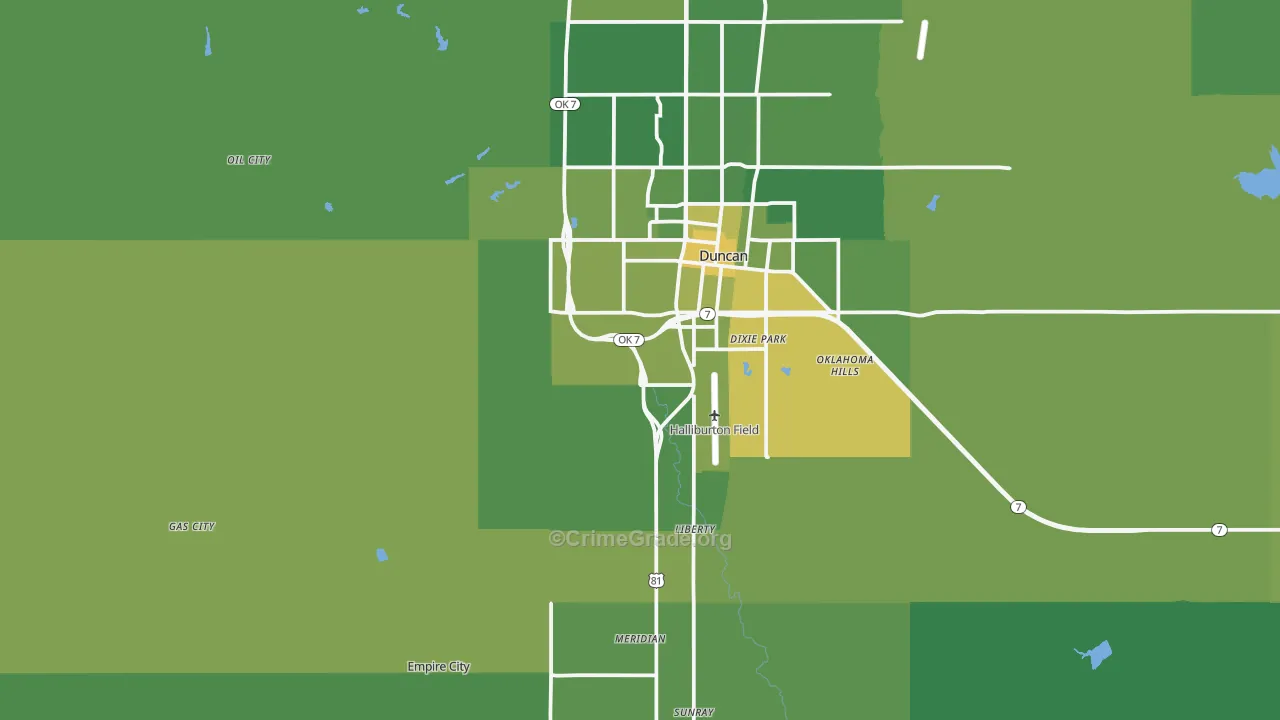 Empire City, OK Map of Vehicle Theft Rates