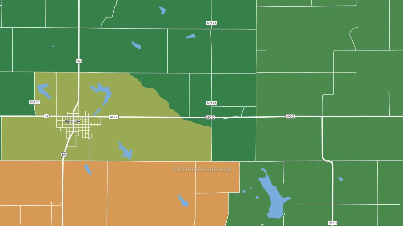 Empire Prairie, MO Map of Vehicle Theft Rates