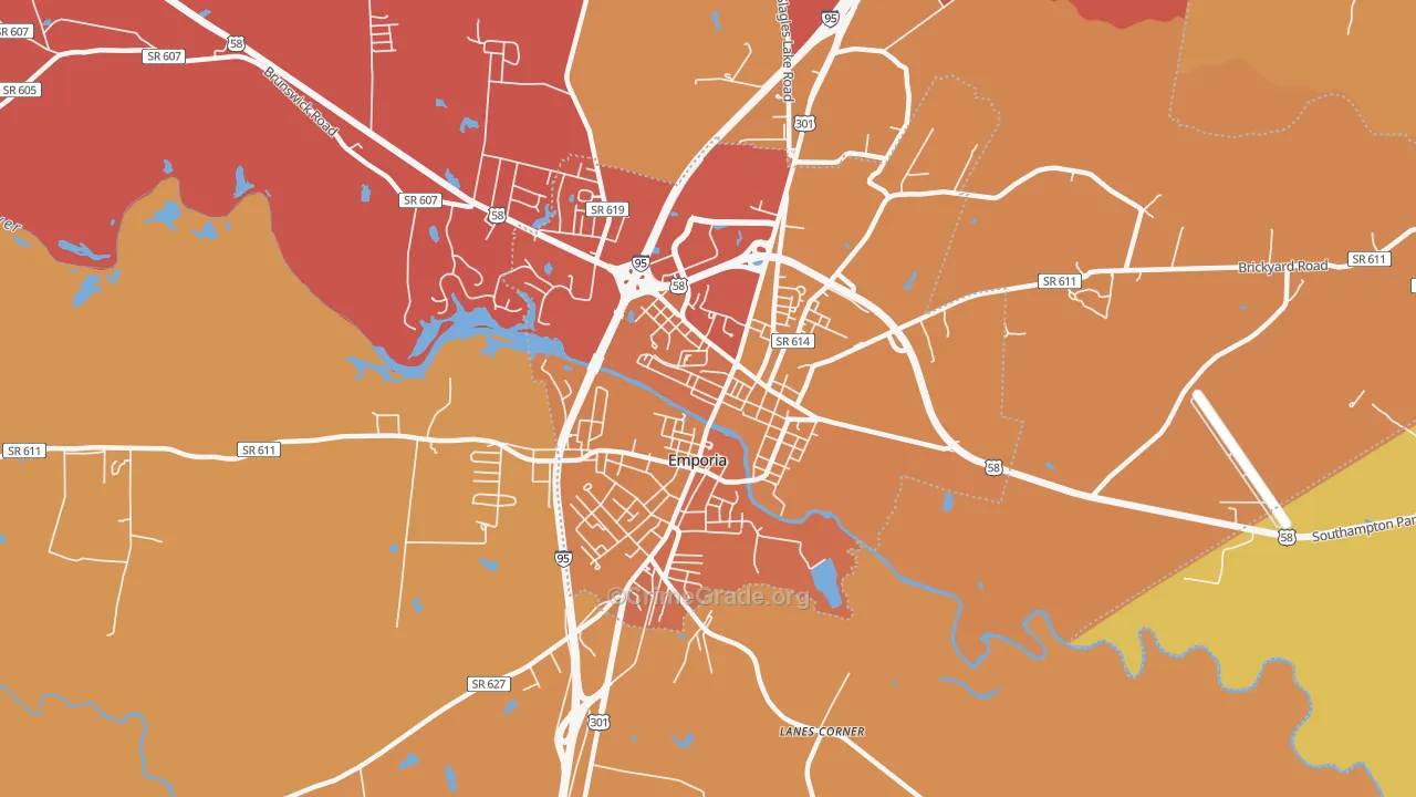 Emporia City, VA Map of Vehicle Theft Rates