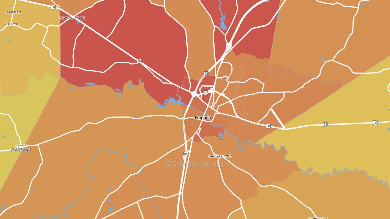 Emporia, VA Map of Vehicle Theft Rates