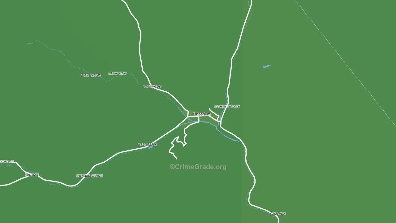 Emporium, PA Map of Vehicle Theft Rates