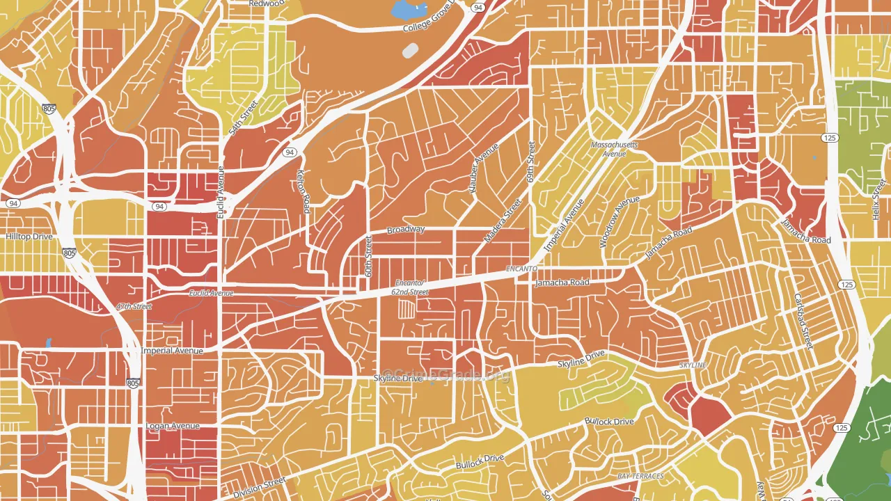 Encanto, San Diego, CA Map of Vehicle Theft Rates