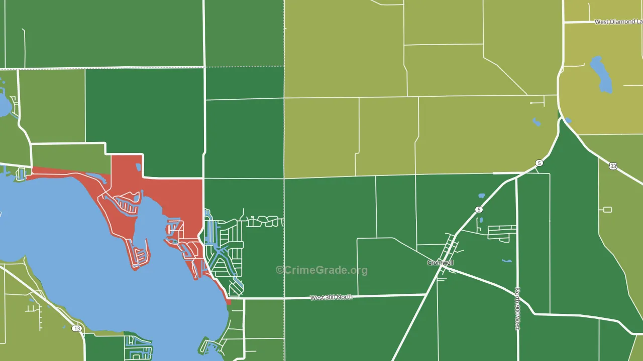 Enchanted Hills, IN Map of Vehicle Theft Rates