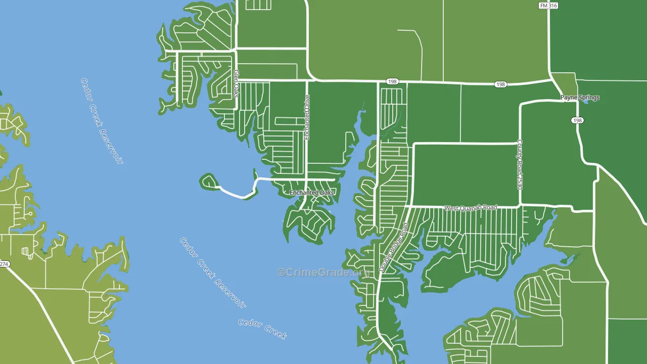 Enchanted Oaks, TX Map of Vehicle Theft Rates