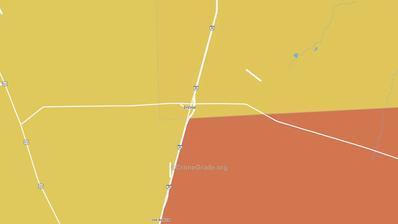 Encinal, TX Map of Vehicle Theft Rates