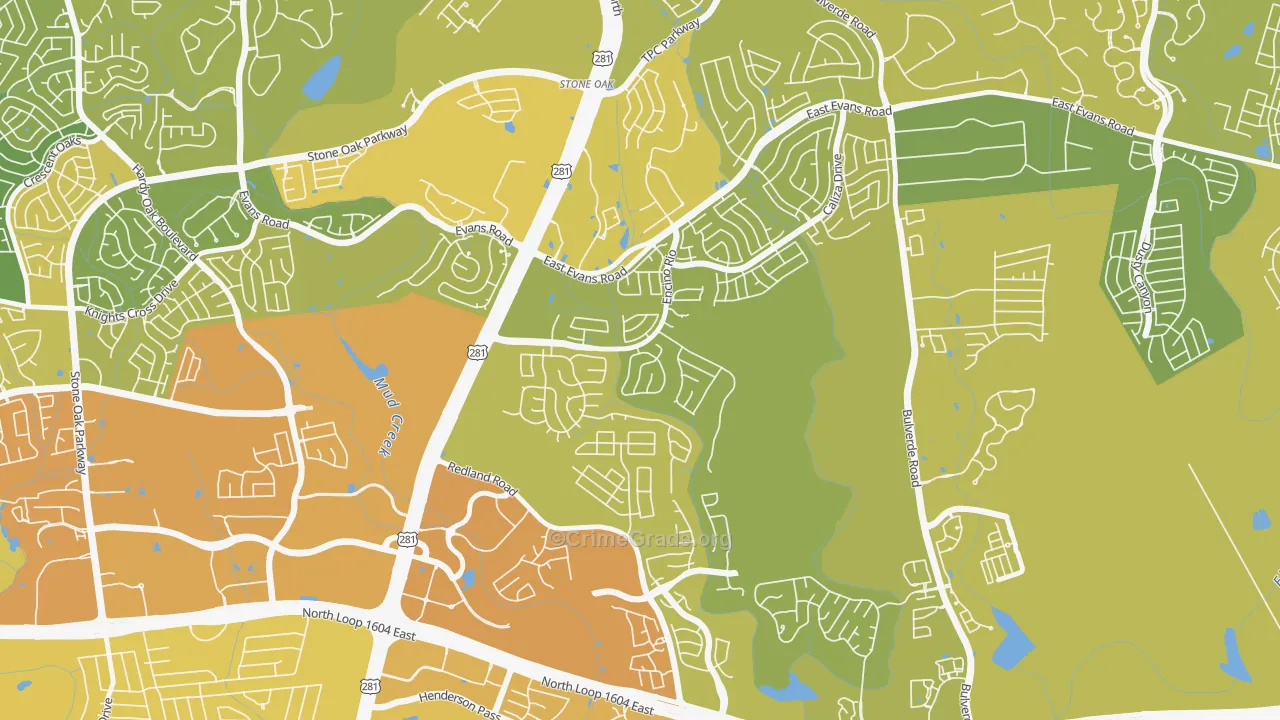 Encino Park, San Antonio, TX Map of Vehicle Theft Rates