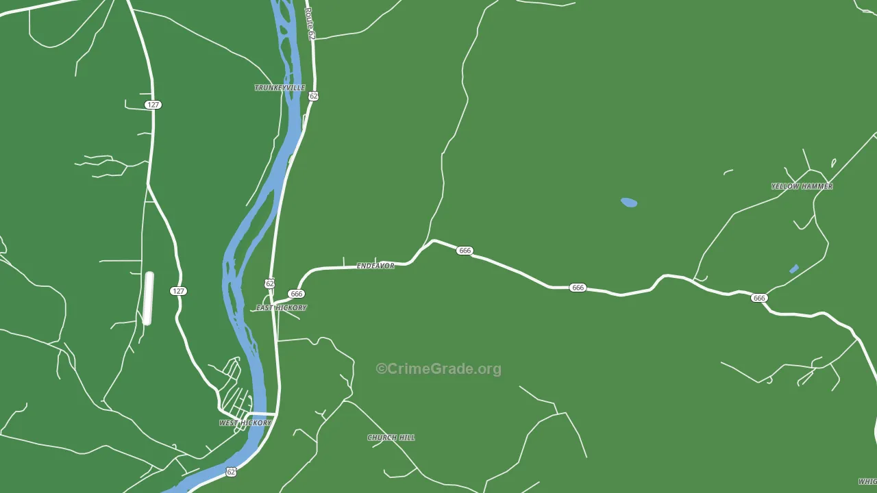 Endeavor, PA Map of Vehicle Theft Rates