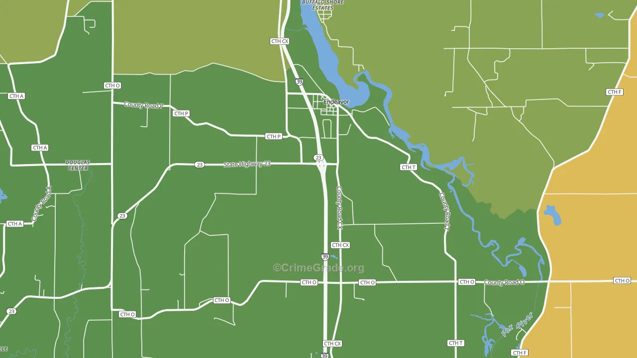 Endeavor, WI Map of Vehicle Theft Rates