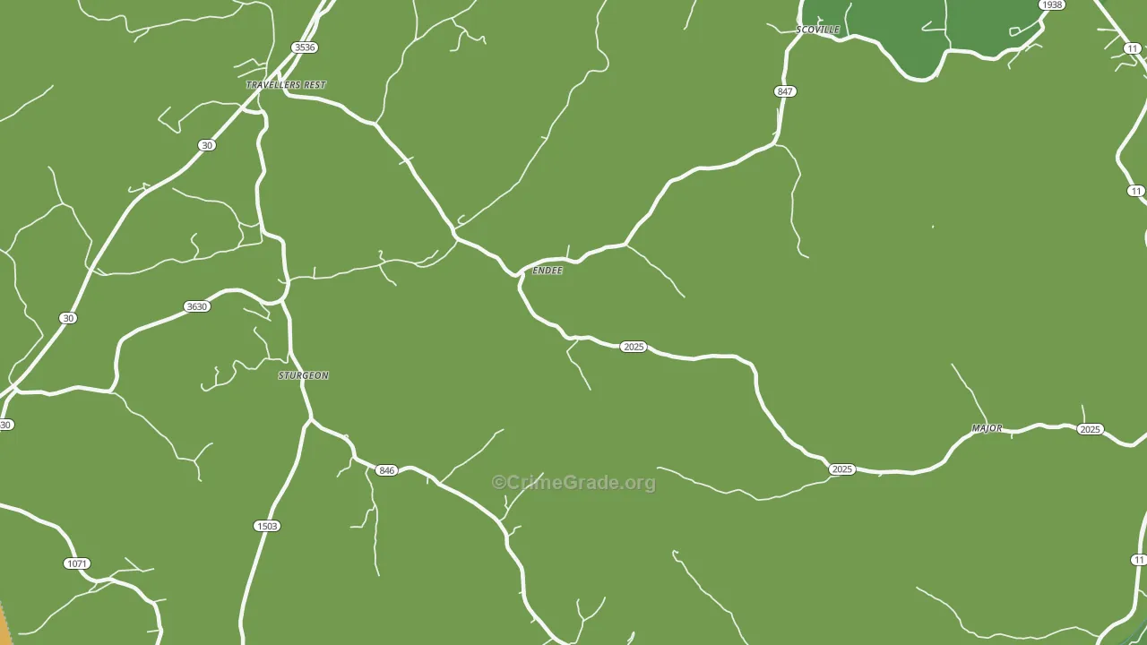 Endee, KY Map of Vehicle Theft Rates