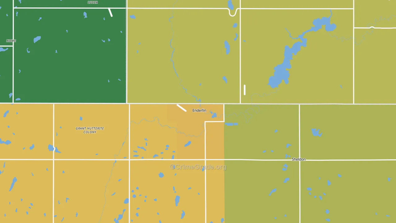 Enderlin, ND Map of Vehicle Theft Rates