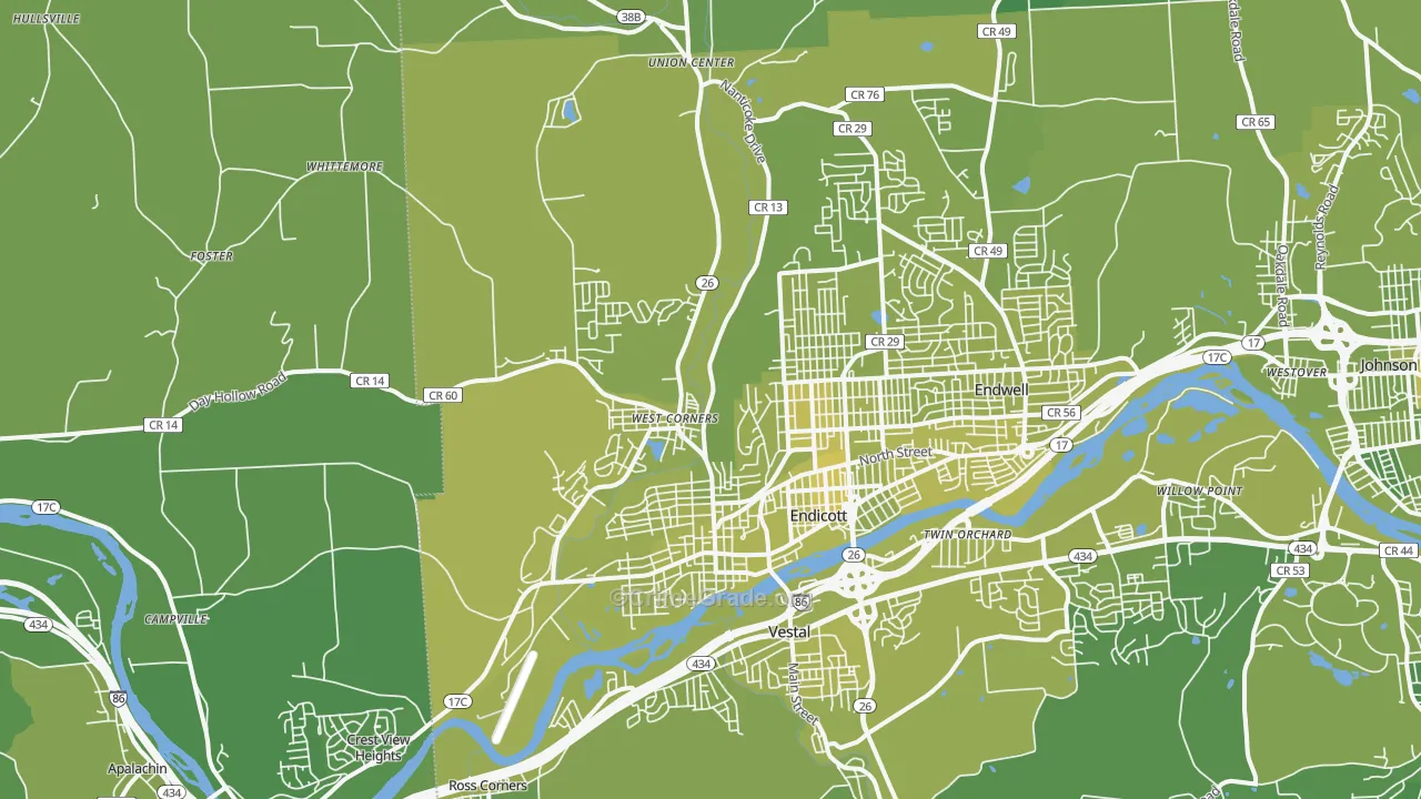 Endicott, NY Map of Vehicle Theft Rates