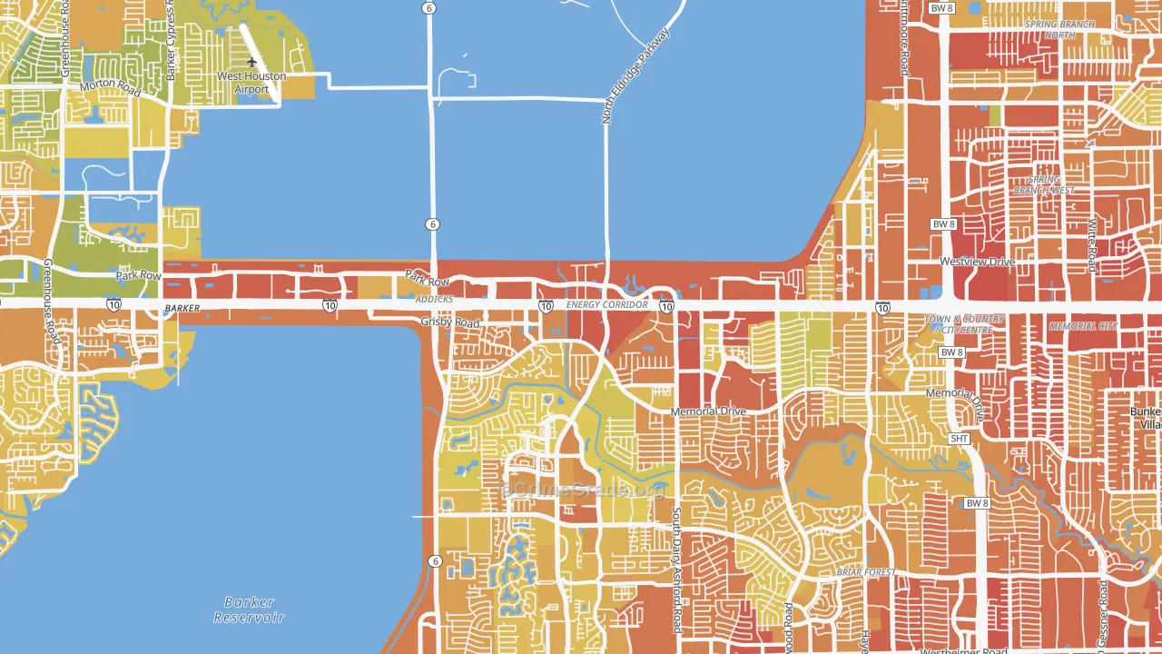 Energy Corridor, Houston, TX Map of Vehicle Theft Rates