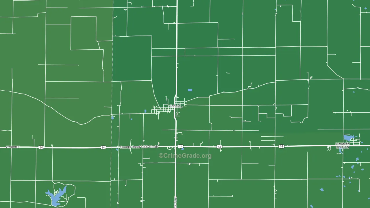 Enfield, IL Map of Vehicle Theft Rates