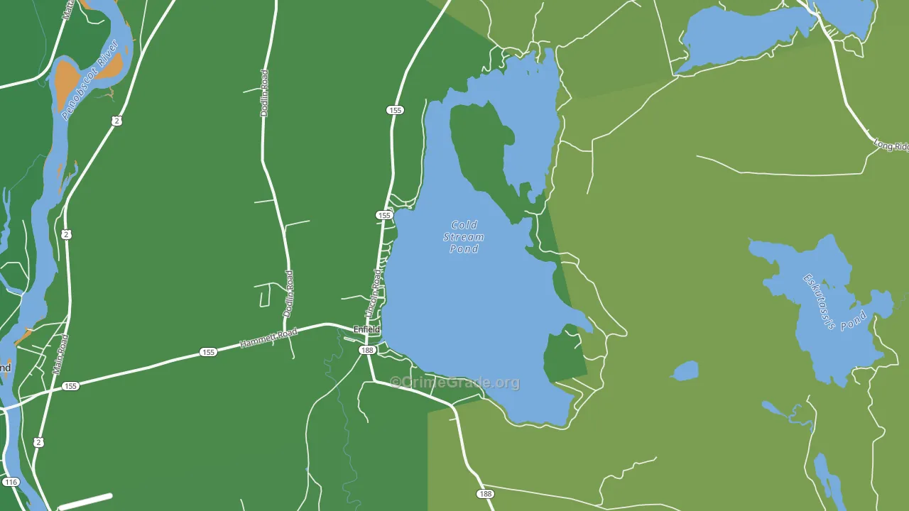 Enfield, ME Map of Vehicle Theft Rates