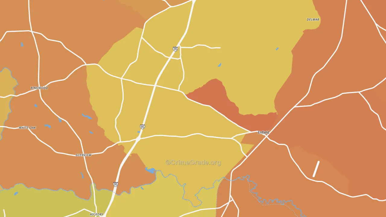 Enfield, NC Map of Vehicle Theft Rates