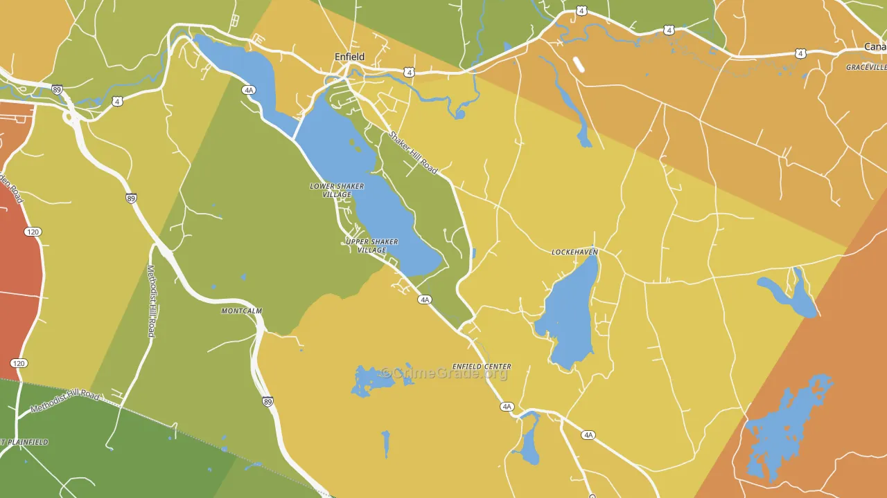 Enfield, NH Map of Vehicle Theft Rates