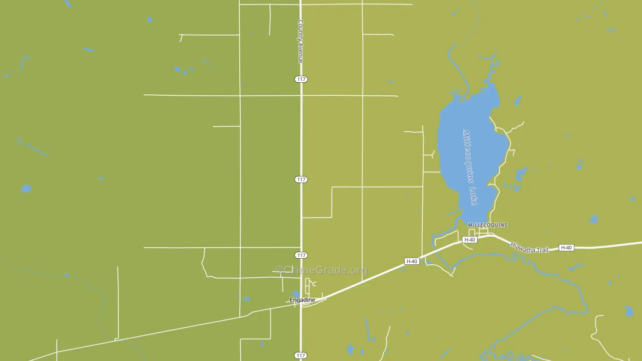 Engadine, MI Map of Vehicle Theft Rates