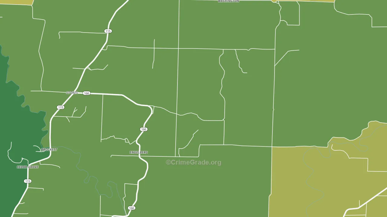 Engelberg, AR Map of Vehicle Theft Rates