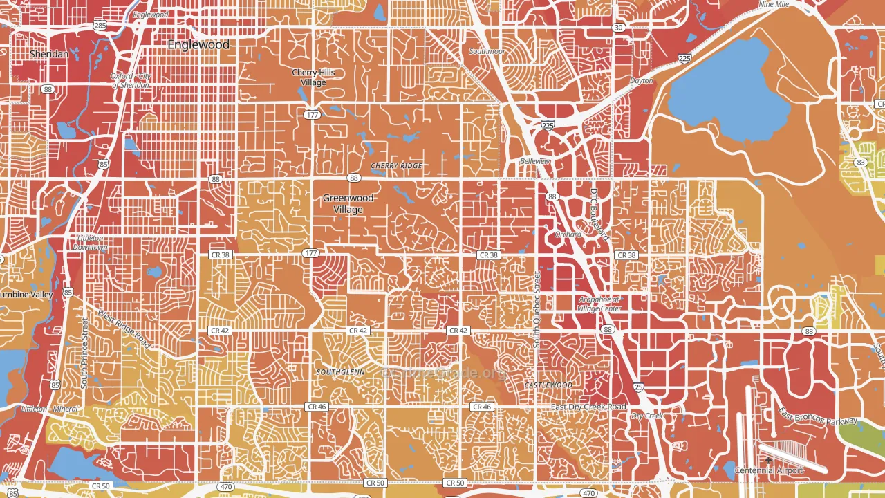 Englewood, CO Map of Vehicle Theft Rates