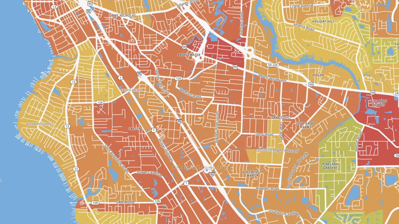 Englewood, Jacksonville, FL Map of Vehicle Theft Rates