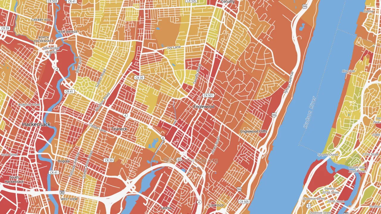 Englewood, NJ Map of Vehicle Theft Rates