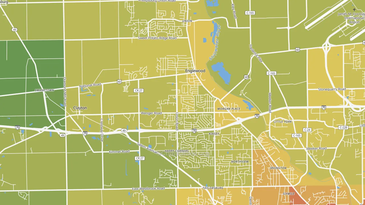Englewood, OH Map of Vehicle Theft Rates