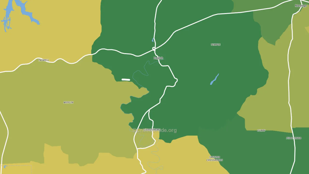 English, IN Map of Vehicle Theft Rates