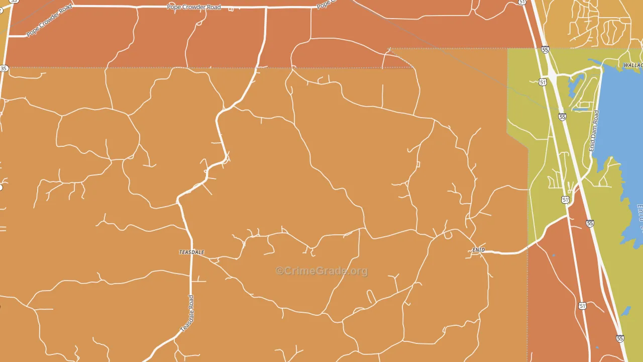 Enid, MS Map of Vehicle Theft Rates