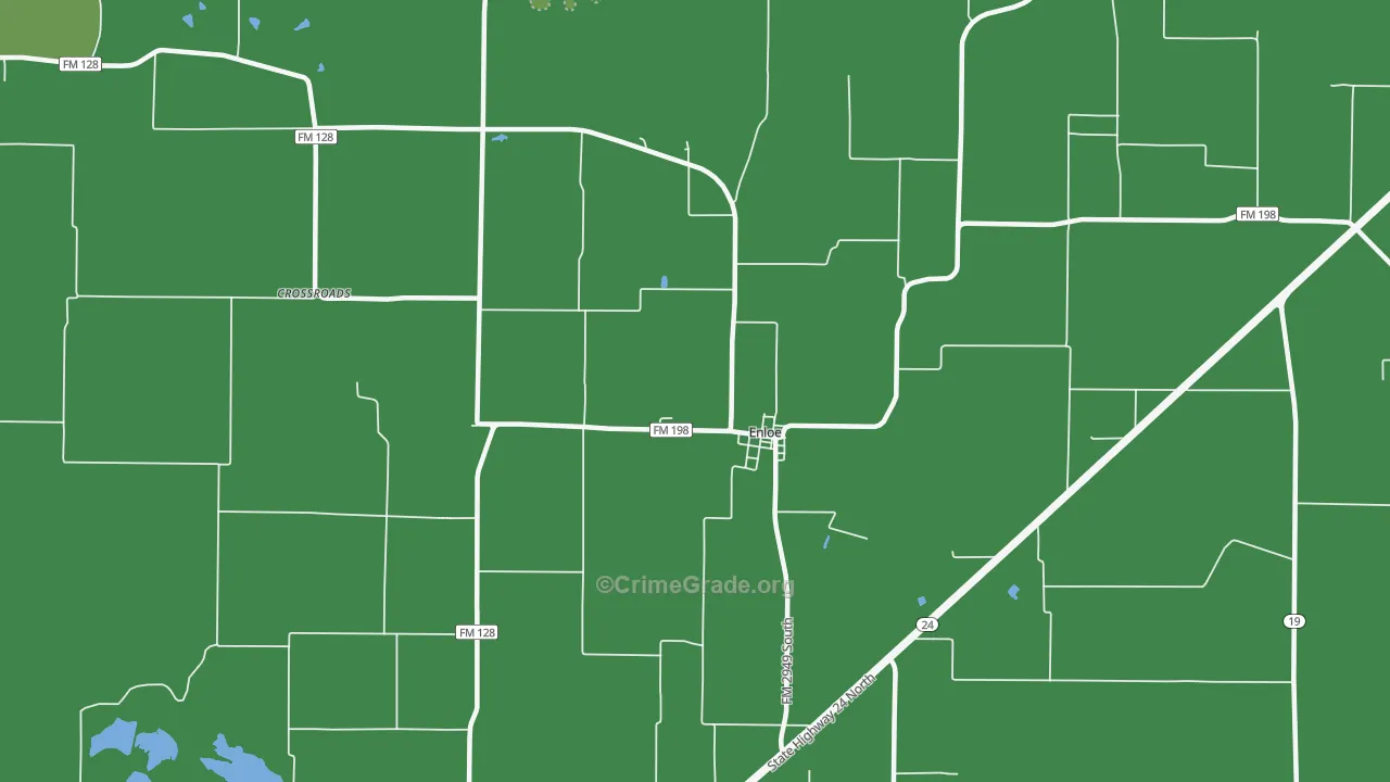 Enloe, TX Map of Vehicle Theft Rates