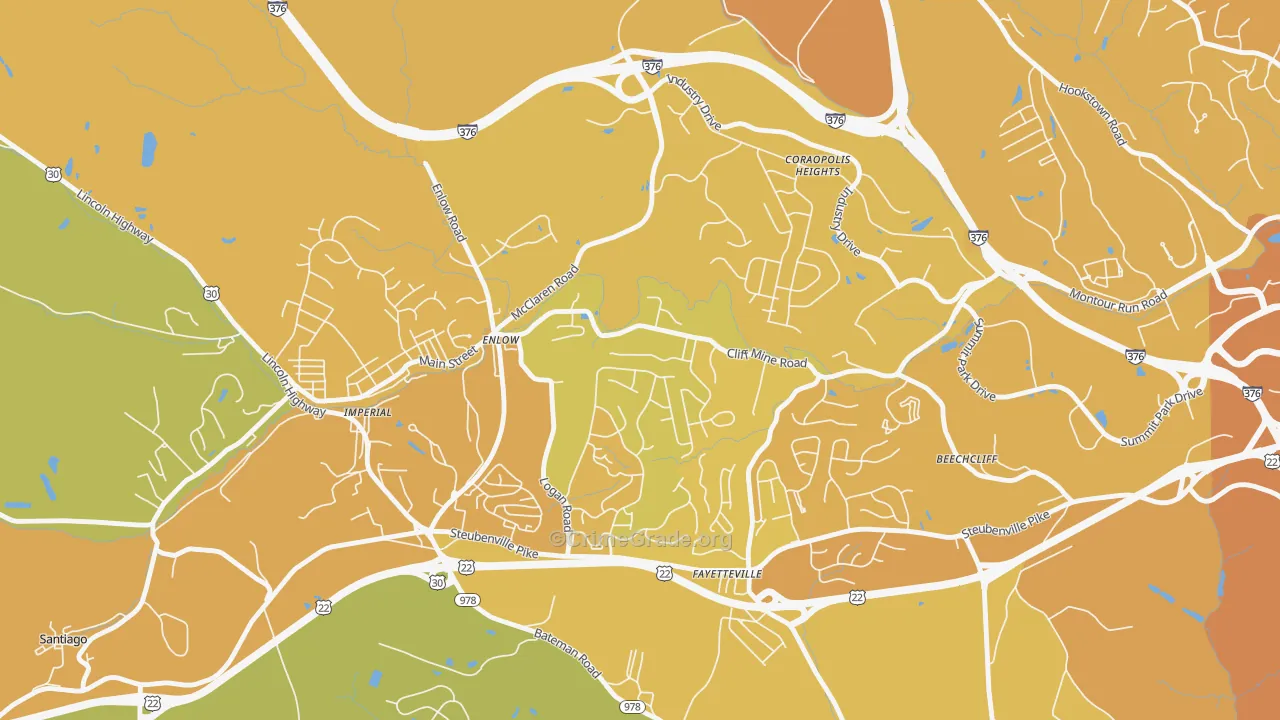 Enlow, PA Map of Vehicle Theft Rates