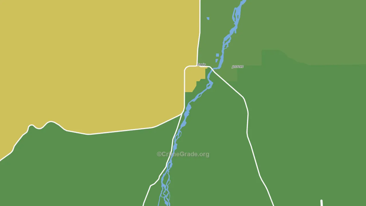 Ennis, MT Map of Vehicle Theft Rates