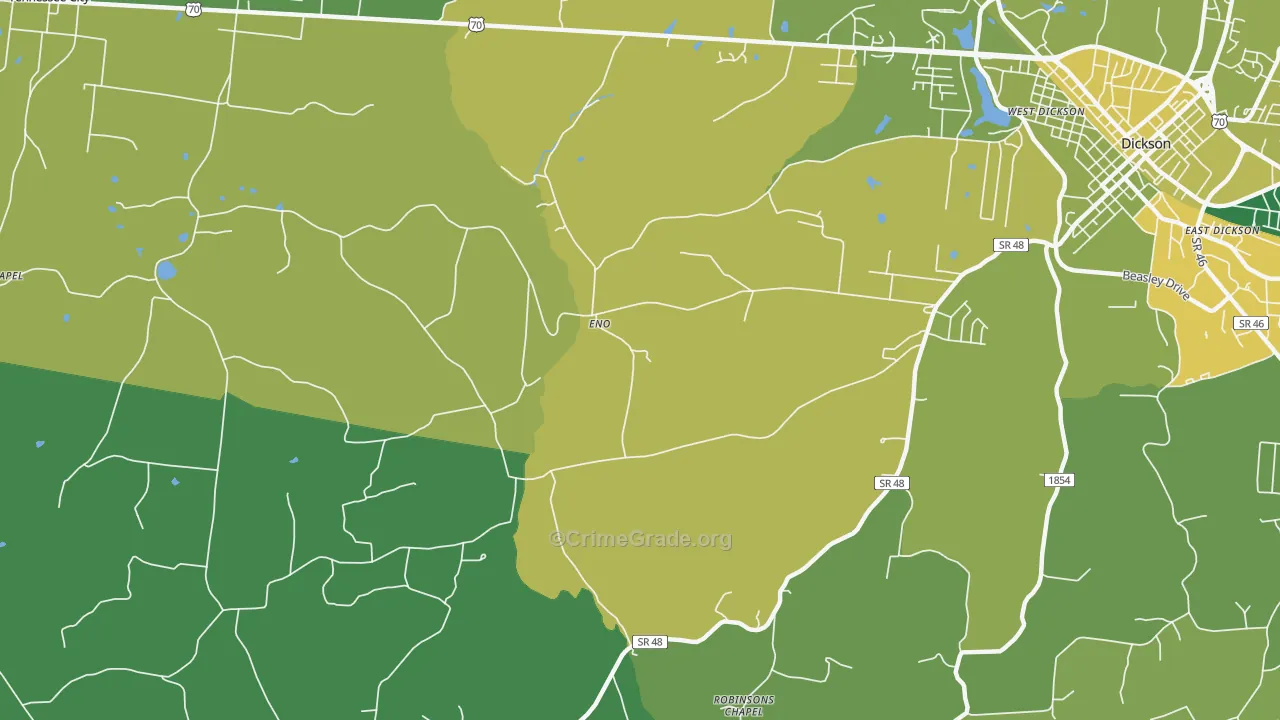 Eno, TN Map of Vehicle Theft Rates
