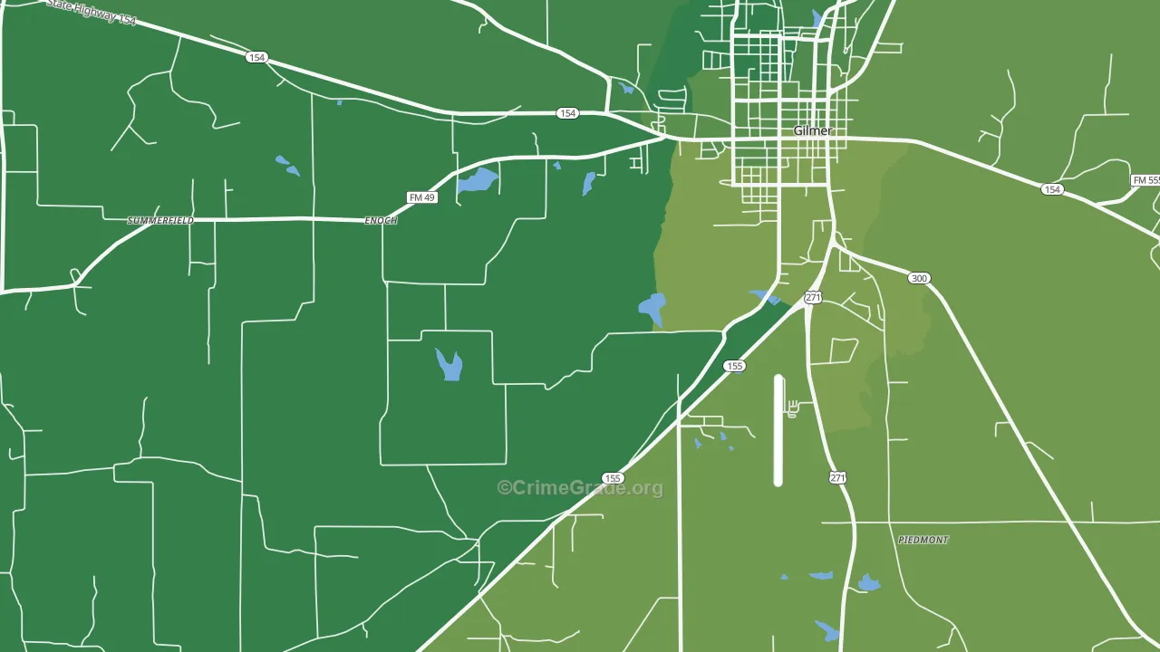 Enoch, TX Map of Vehicle Theft Rates