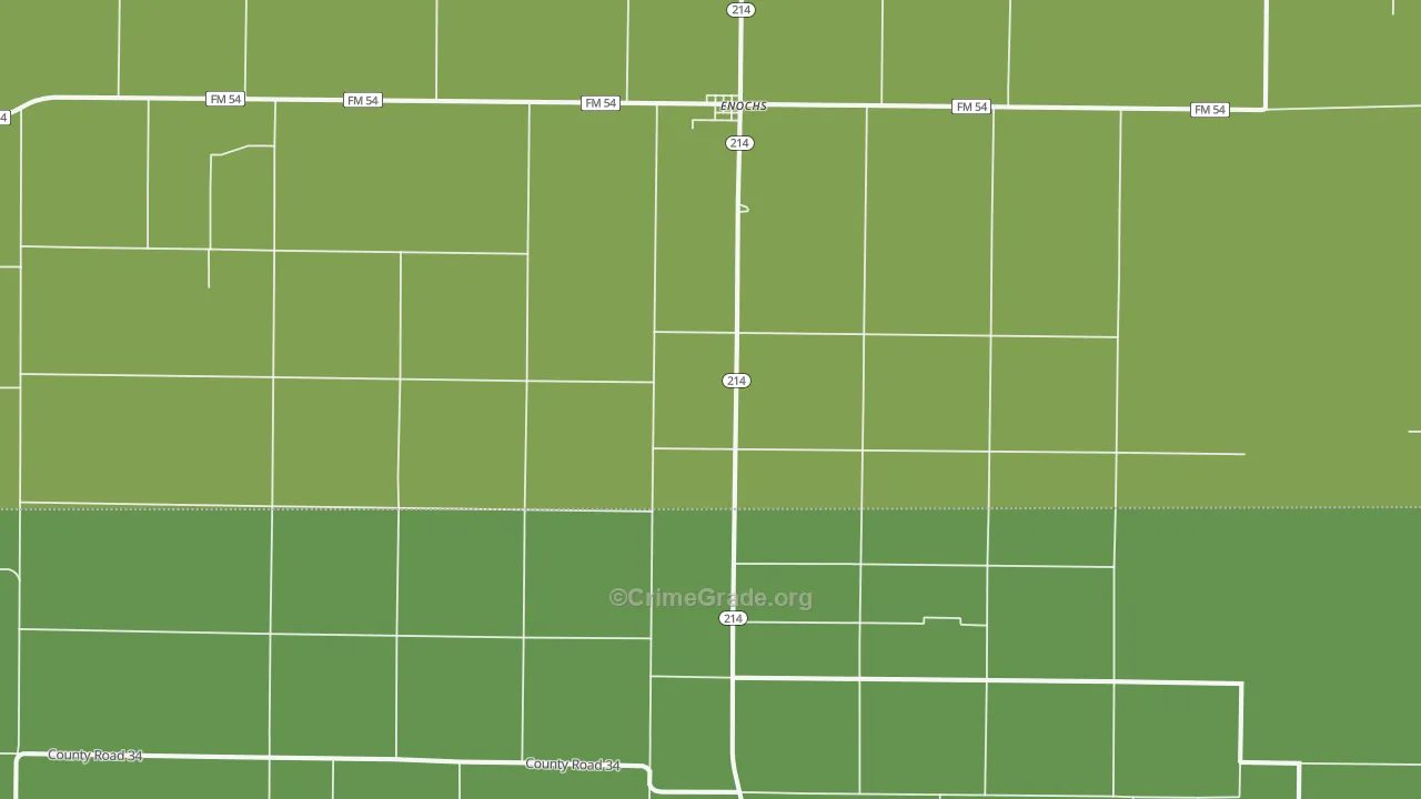 Enochs, TX Map of Vehicle Theft Rates