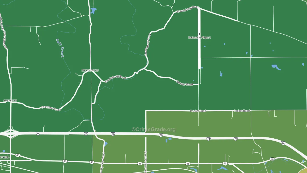 Enochsburg, IN Map of Vehicle Theft Rates
