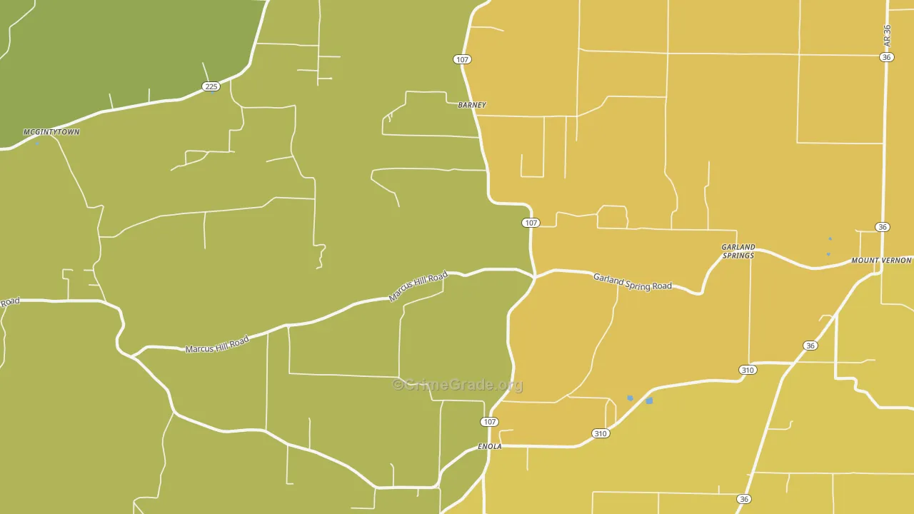 Enola, AR Map of Vehicle Theft Rates