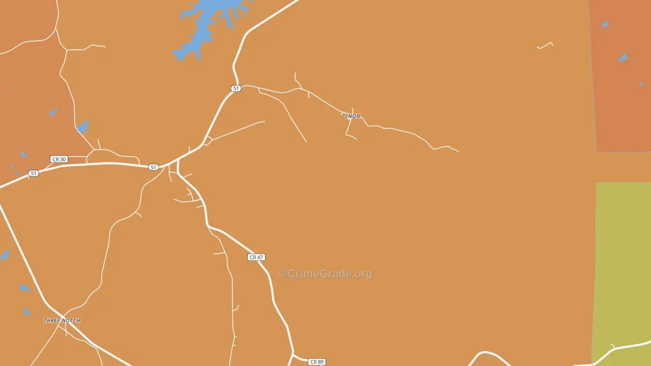 Enon, AL Map of Vehicle Theft Rates
