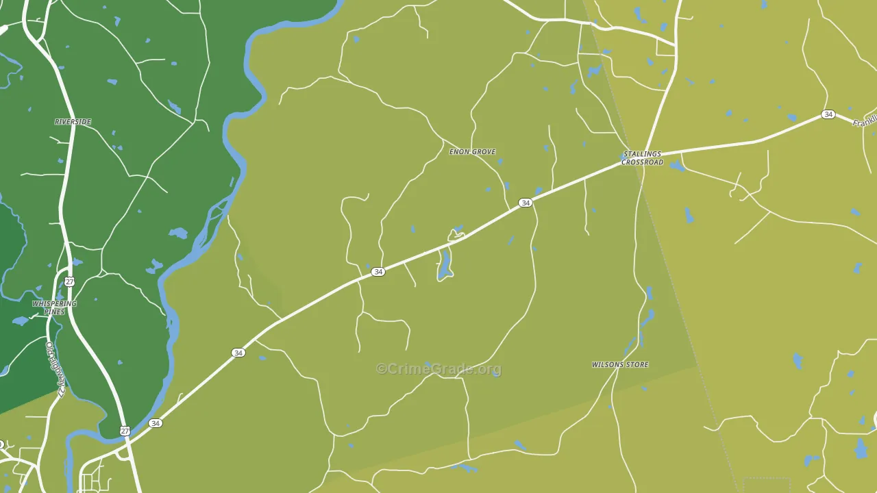 Enon Grove, GA Map of Vehicle Theft Rates