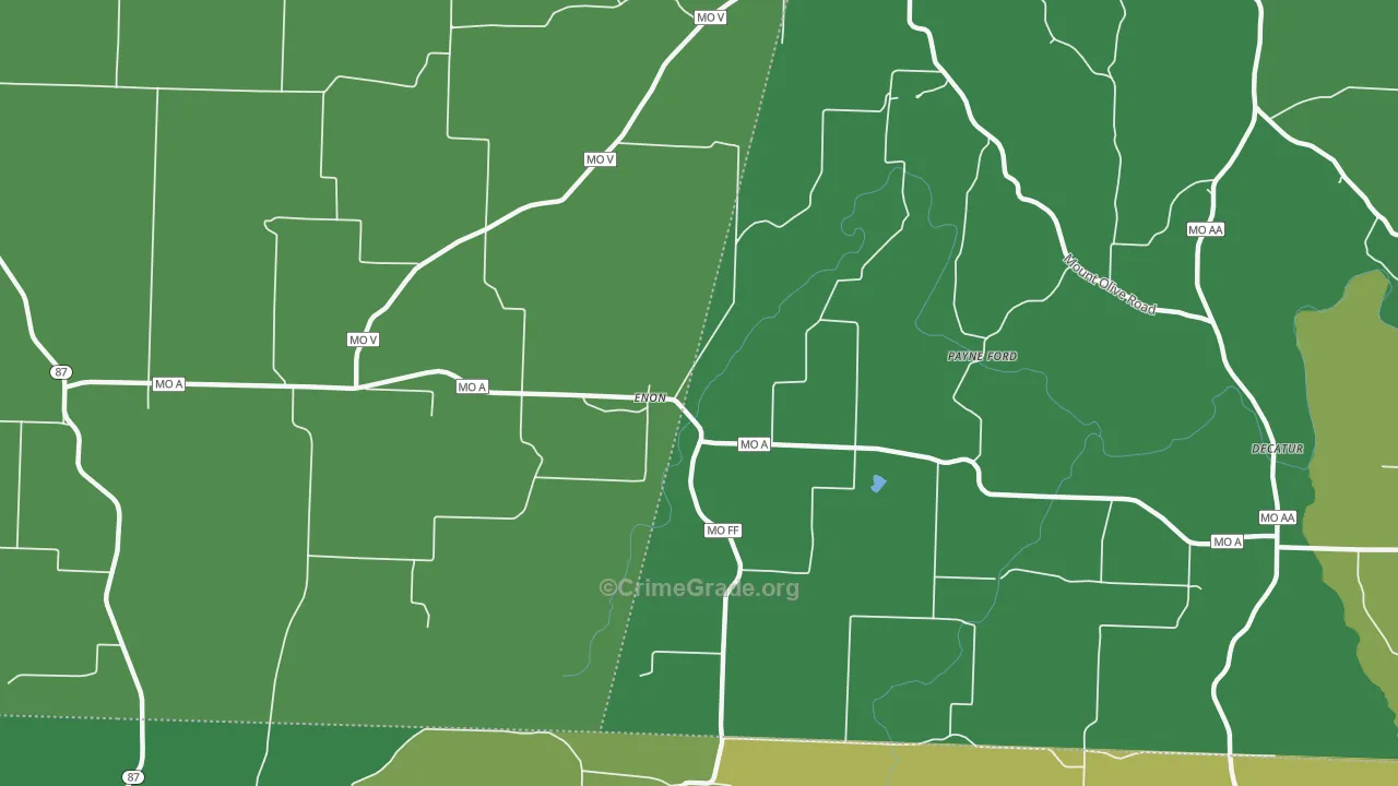 Enon, MO Map of Vehicle Theft Rates