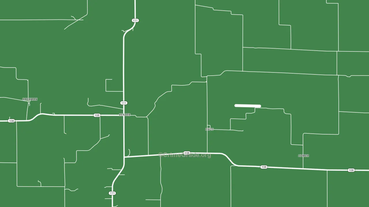 Enos, IL Map of Vehicle Theft Rates