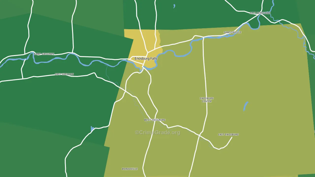 Enosburg Falls, VT Map of Vehicle Theft Rates