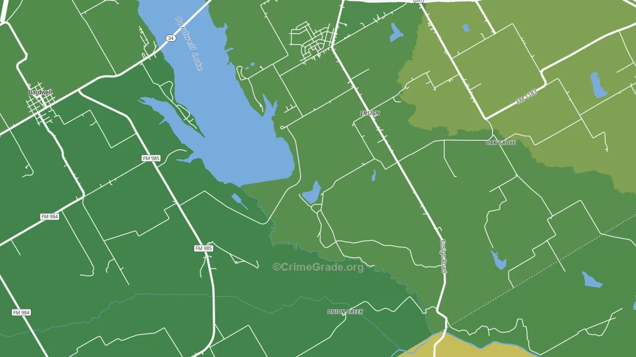 Ensign, TX Map of Vehicle Theft Rates