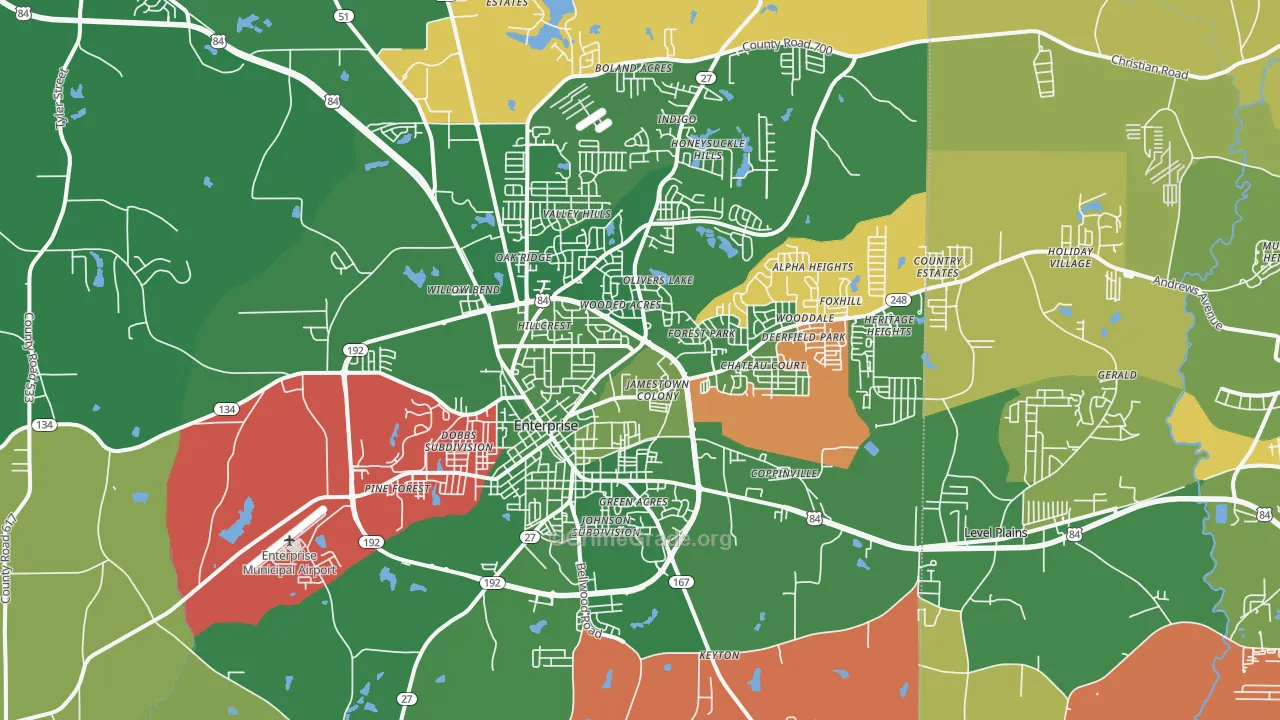 Enterprise, AL Map of Vehicle Theft Rates