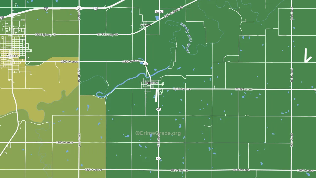 Enterprise, KS Map of Vehicle Theft Rates