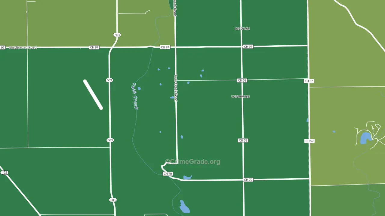 Enterprise, OH Map of Vehicle Theft Rates