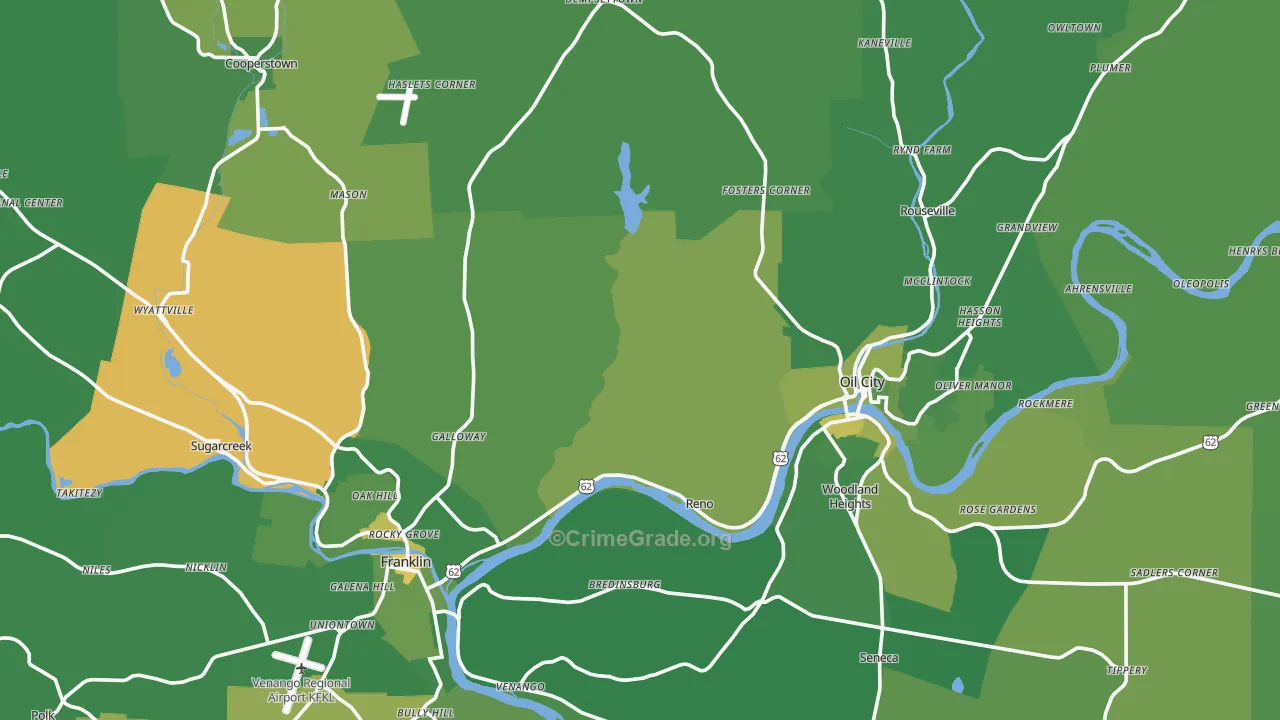 Enterprise, PA Map of Vehicle Theft Rates