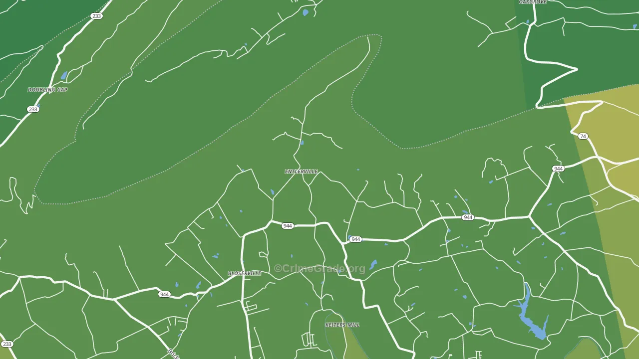 Entlerville, PA Map of Vehicle Theft Rates